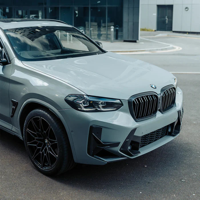 SooQoo BMW X3M F97 & X4M F98 LCI Front Canards In Gloss Pre Preg Carbon Fibre (Facelift 2022+)