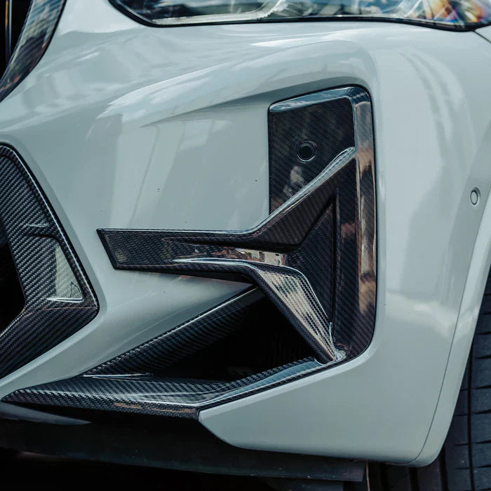 SooQoo BMW X3M F97 & X4M F98 LCI Front Canards In Gloss Pre Preg Carbon Fibre (Facelift 2022+)