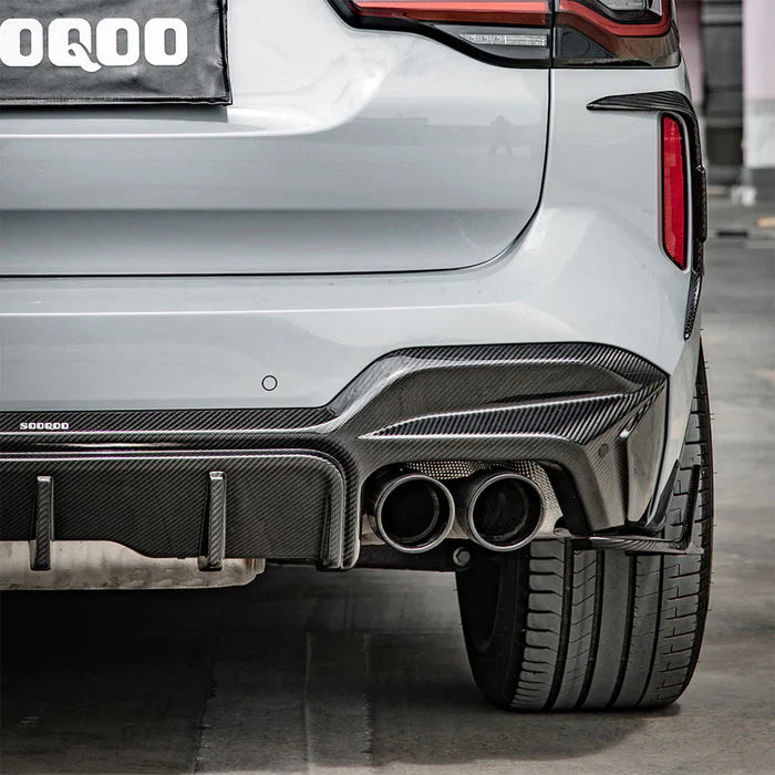 SooQoo BMW F97 X3M LCI SQ 3 Piece Rear Diffuser In Gloss Pre Preg Carbon Fibre (Facelift 2022+)
