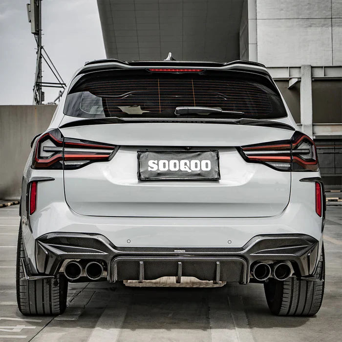 SooQoo BMW F97 X3M LCI SQ Rear Canards In Gloss Pre Preg Carbon Fibre (Facelift 2022+)