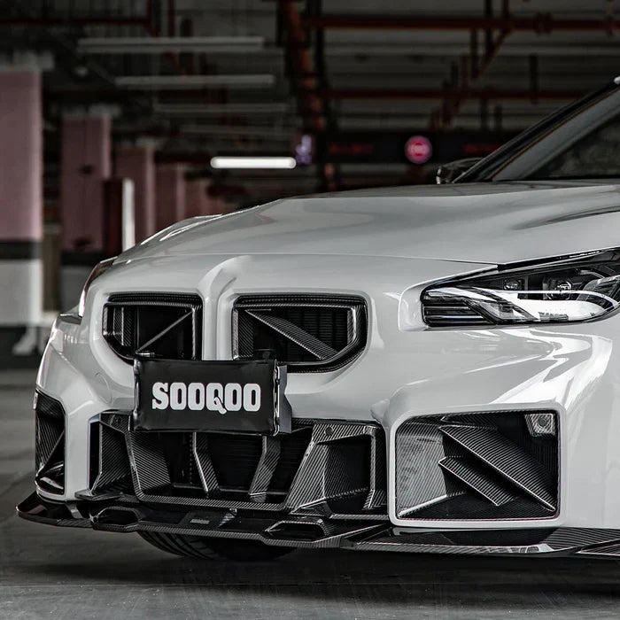 SooQoo BMW G87 M2 Ultra Aggressive Front Bumper Trim In Gloss Carbon Fibre