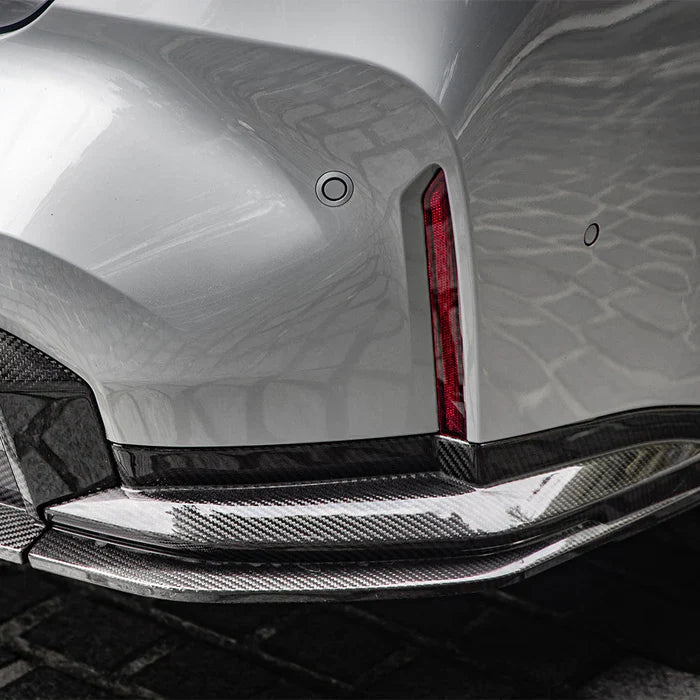 SooQoo BMW G80 & G81 M3 Rear Diffuser + Rear Splitters In Gloss Carbon Fibre