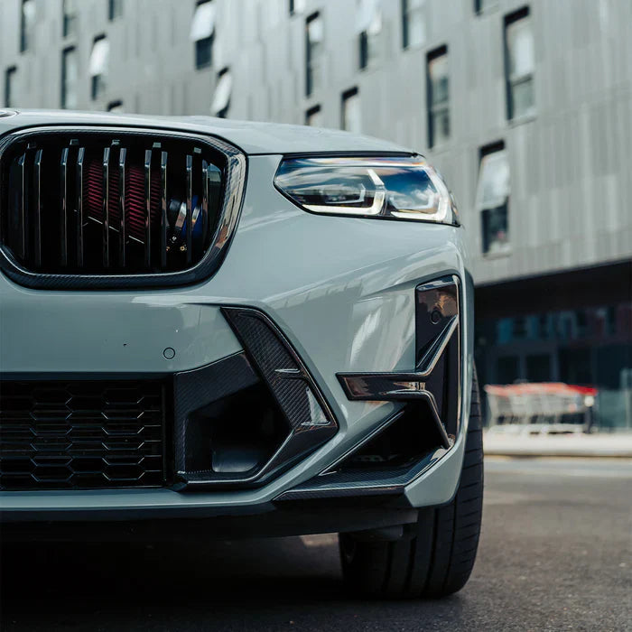 SooQoo BMW X3M F97 & X4M F98 LCI Front Canards In Gloss Pre Preg Carbon Fibre (Facelift 2022+)