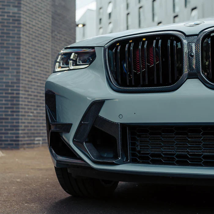 SooQoo BMW X3M F97 & X4M F98 LCI Front Canards In Gloss Pre Preg Carbon Fibre (Facelift 2022+)